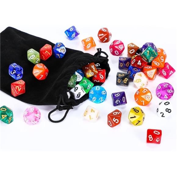 Dice Set with Black Pouch Polyhedral Dice Compatible with RPG MTG Table Games - Picture 3 of 6